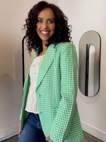 Blazer vert pied-de-poule