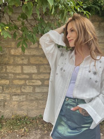 Chemise longue strass