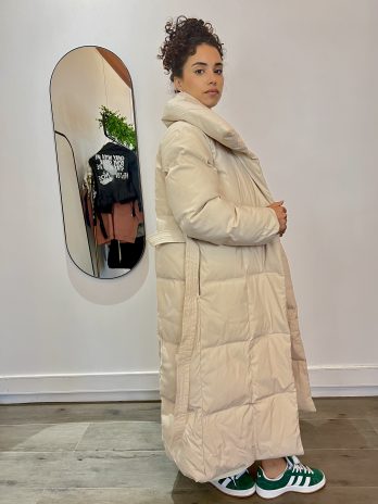 Doudoune longue beige