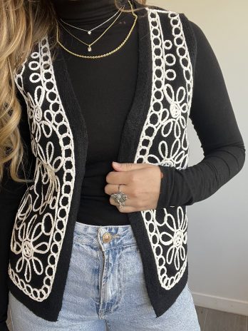 GILET SANS MANCHES NOIR ET BLANC