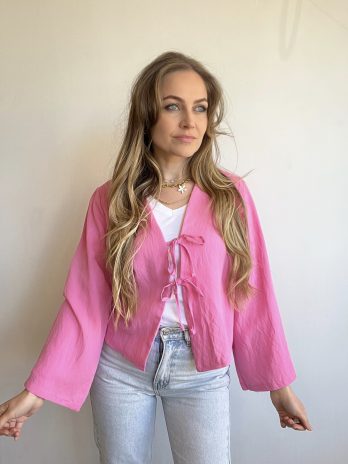 Top rose manches longues