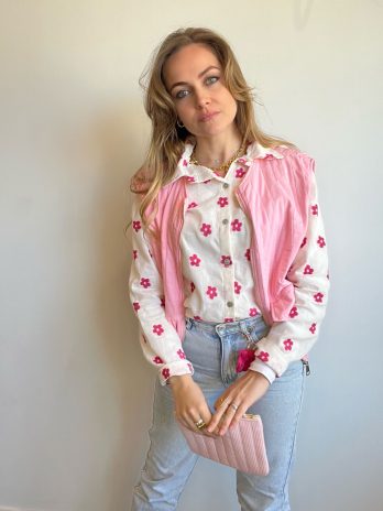 Veste sans manches en coton Rose
